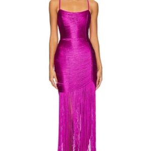 SAYLOR Vibrant Magenta Fringe Maxi Dress